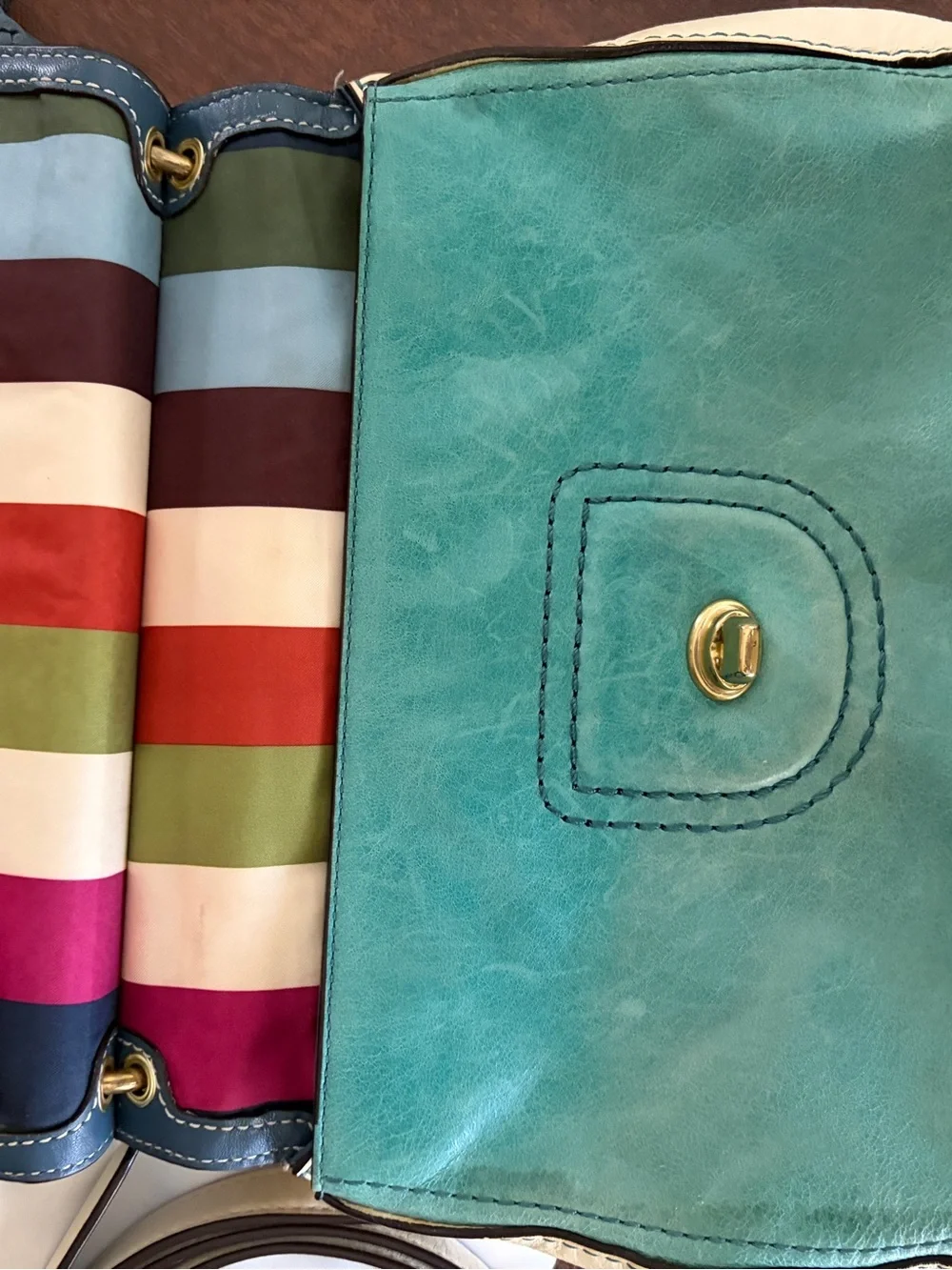 Coach 70th Anniversary Colorblock Willis Bag - Turquoise & Bone Limited Edition